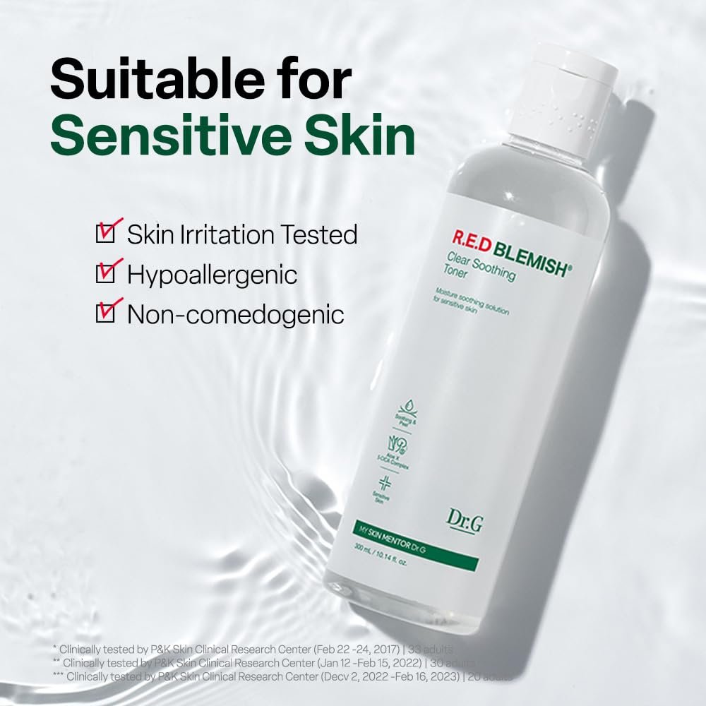Dr. G R.E.D. Blemish Clear Soothing Toner - Korean Soothing Toner for Glowing Skin - Soothes Irritation, Clear Skin - Mild Exfoliant with AHA, BHA & Centella Asiatica - 10.14 fl oz - görsel 14