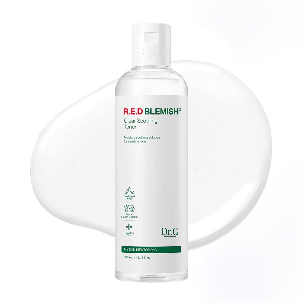 Dr. G R.E.D. Blemish Clear Soothing Toner - Korean Soothing Toner for Glowing Skin - Soothes Irritation, Clear Skin - Mild Exfoliant with AHA, BHA & Centella Asiatica - 10.14 fl oz - görsel 1