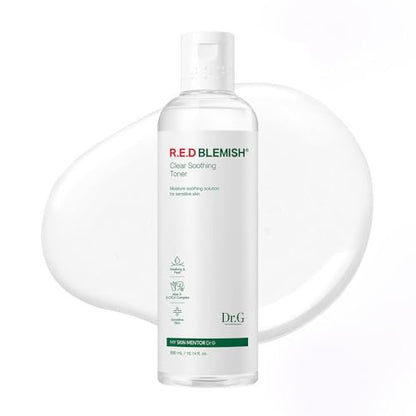 Dr. G R.E.D. Blemish Clear Soothing Toner - Korean Soothing Toner for Glowing Skin - Soothes Irritation, Clear Skin - Mild Exfoliant with AHA, BHA & Centella Asiatica - 10.14 fl oz