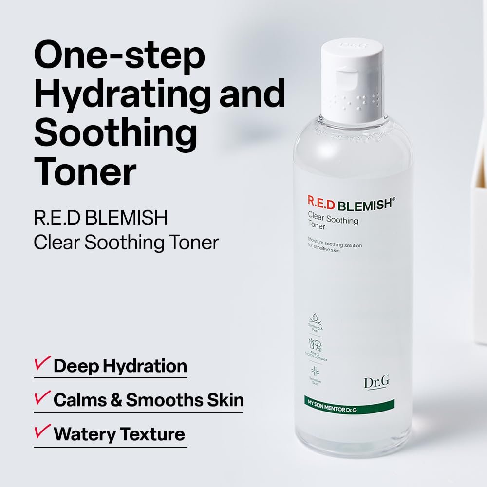 Dr. G R.E.D. Blemish Clear Soothing Toner - Korean Soothing Toner for Glowing Skin - Soothes Irritation, Clear Skin - Mild Exfoliant with AHA, BHA & Centella Asiatica - 10.14 fl oz - görsel 3