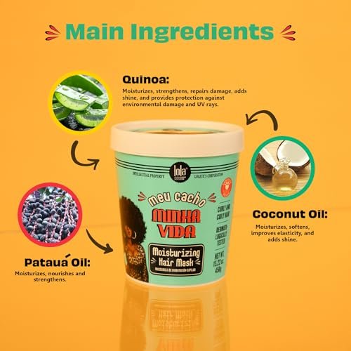 Lola From Rio Meu Cacho Minha Vida Moisturizing Hair Mask – Deep Conditioning Treatment for Dry, Damaged Curly Hair (15.87 Fl Oz) Avelisse
