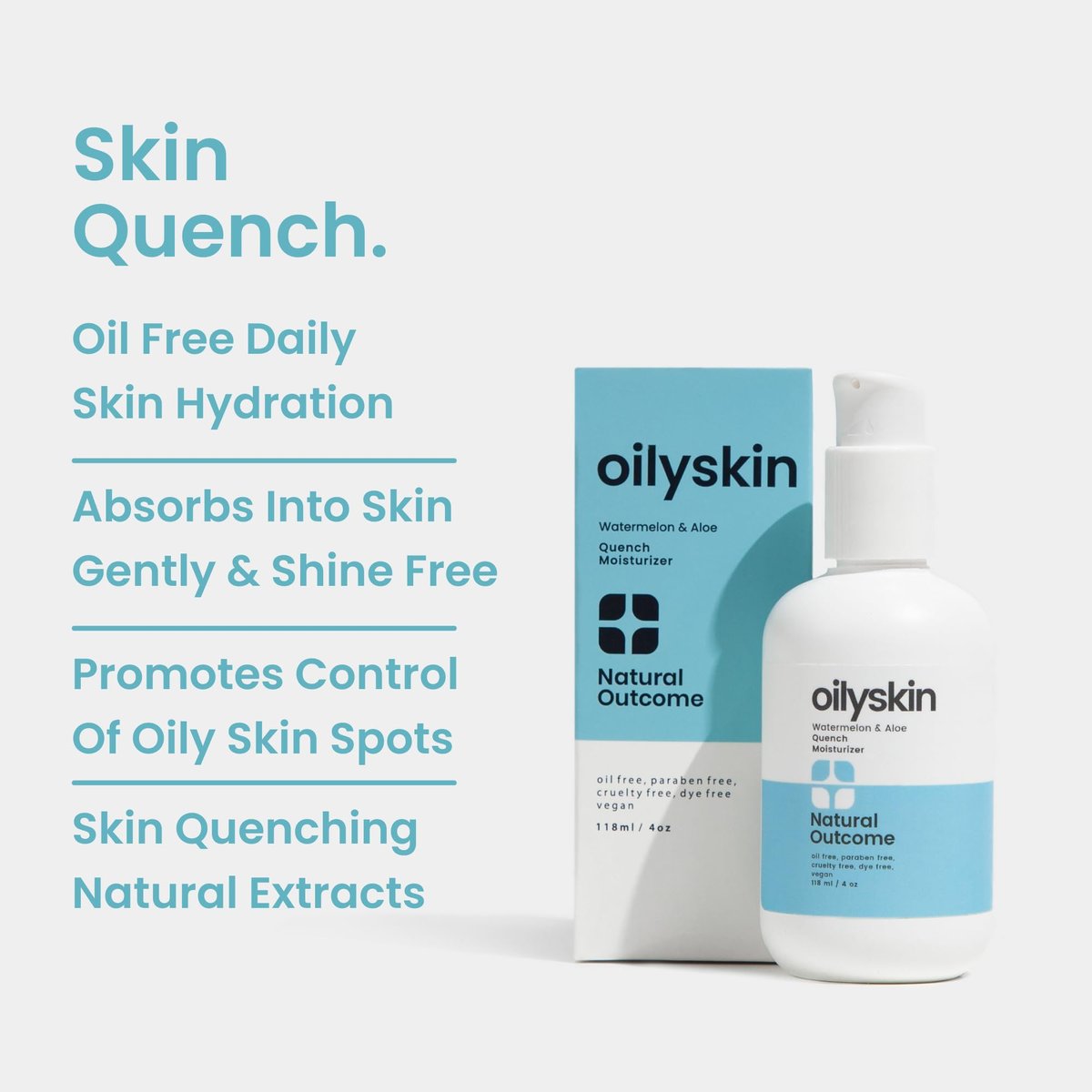 Natural Outcome Oily Skin Moisturizer - Oil Free Daily Facial Moisturizer Gel with Hyaluronic Acid, Watermelon & Aloe Vera - Non-Greasy Hydrating Face Lotion for Oily Skin Types - 4 oz Avelisse