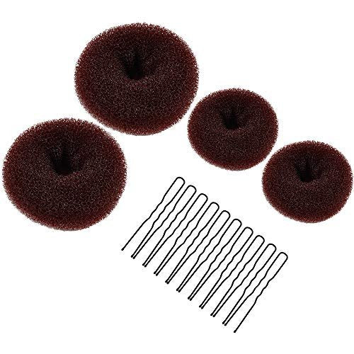 MORGLES Hair Bun Maker - 4 Pack Donut Bun Shaper with 10 Black Bobby Pins for Perfect Hair Ring Style - görsel 2