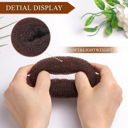 MORGLES Hair Bun Maker - 4 Pack Donut Bun Shaper with 10 Black Bobby Pins for Perfect Hair Ring Style