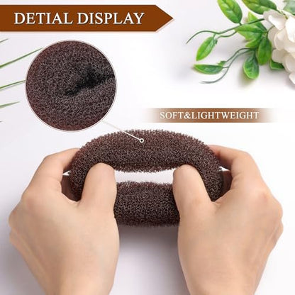 MORGLES Hair Bun Maker - 4 Pack Donut Bun Shaper with 10 Black Bobby Pins for Perfect Hair Ring Style