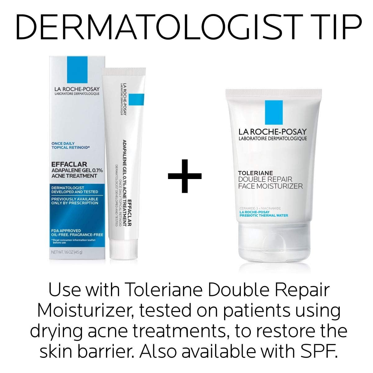 La Roche-Posay Effaclar Adapalene Gel 0.1% Acne Treatment – Retinoid Cream for Blackheads & Whiteheads – Oil-Free Acne Medication – 1.6 Fl Oz Avelisse
