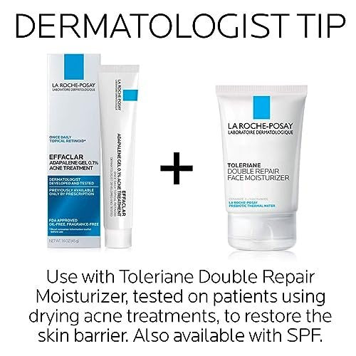 La Roche-Posay Effaclar Adapalene Gel 0.1% Acne Treatment – Retinoid Cream for Blackheads & Whiteheads – Oil-Free Acne Medication – 1.6 Fl Oz Avelisse