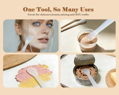 QsQueen 100 PCS Cosmetic Spatulas, 7 Colors – Reusable Hygienic Makeup Scoop for Face Masks, Creams & Skincare, Flexible PP Tool for Mixing, Sampling, DIY, Salon & Travel