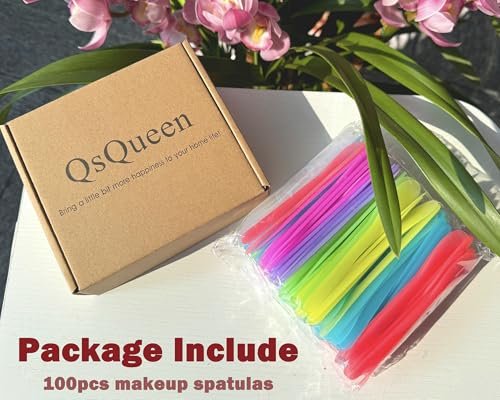 QsQueen 100 PCS Cosmetic Spatulas, 7 Colors – Reusable Hygienic Makeup Scoop for Face Masks, Creams & Skincare, Flexible PP Tool for Mixing, Sampling, DIY, Salon & Travel - görsel 5