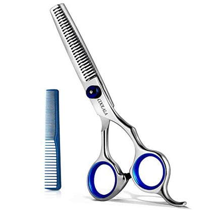 COOLALA Professional Stainless Steel Hair Cutting Scissors & Thinning Shears - 6.5 Inch for Salon, Barber, Home Use