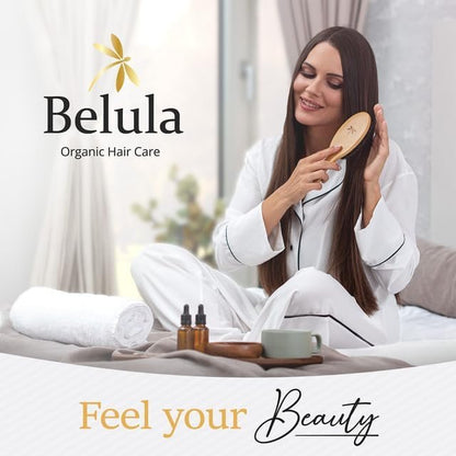 Belula Boar Bristle Hair Brush – Natural Bamboo & Boar Bristle Detangler for Women and Men, Ideal for Curly, Thick, Fine, or Long Hair