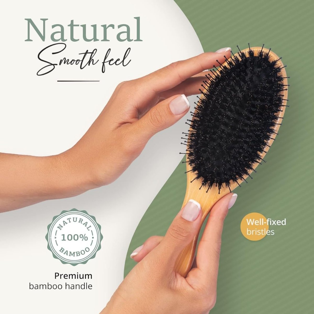 Belula Boar Bristle Hair Brush – Natural Bamboo & Boar Bristle Detangler for Women and Men, Ideal for Curly, Thick, Fine, or Long Hair - görsel 7