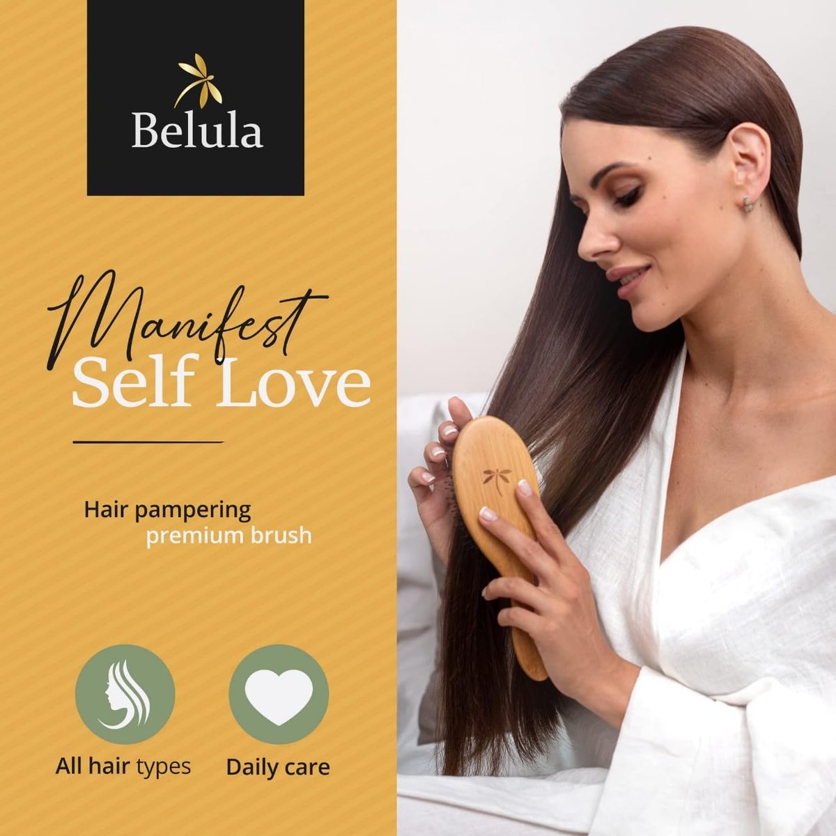 Belula Boar Bristle Hair Brush – Natural Bamboo & Boar Bristle Detangler for Women and Men, Ideal for Curly, Thick, Fine, or Long Hair - görsel 3
