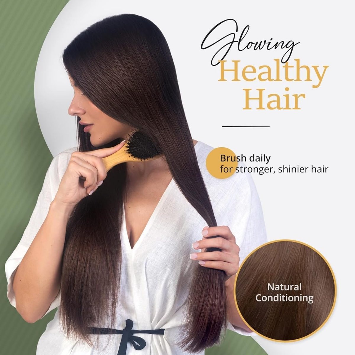 Belula Boar Bristle Hair Brush – Natural Bamboo & Boar Bristle Detangler for Women and Men, Ideal for Curly, Thick, Fine, or Long Hair - görsel 5