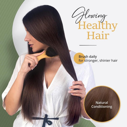 Belula Boar Bristle Hair Brush – Natural Bamboo & Boar Bristle Detangler for Women and Men, Ideal for Curly, Thick, Fine, or Long Hair