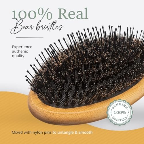 Belula Boar Bristle Hair Brush – Natural Bamboo & Boar Bristle Detangler for Women and Men, Ideal for Curly, Thick, Fine, or Long Hair - görsel 13