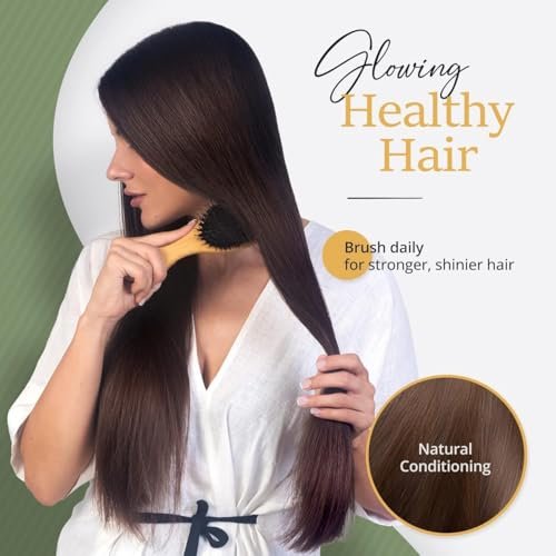 Belula Boar Bristle Hair Brush – Natural Bamboo & Boar Bristle Detangler for Women and Men, Ideal for Curly, Thick, Fine, or Long Hair - görsel 6