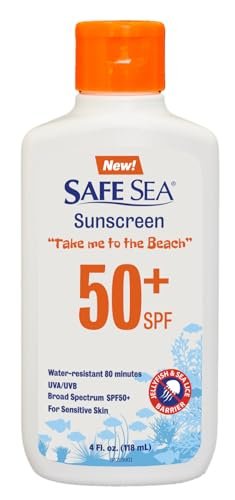 Safe Sea SPF 50+ Jellyfish Sting-Blocking Sunscreen Lotion, Waterproof & Biodegradable, 4oz – Body & Face Protection Avelisse
