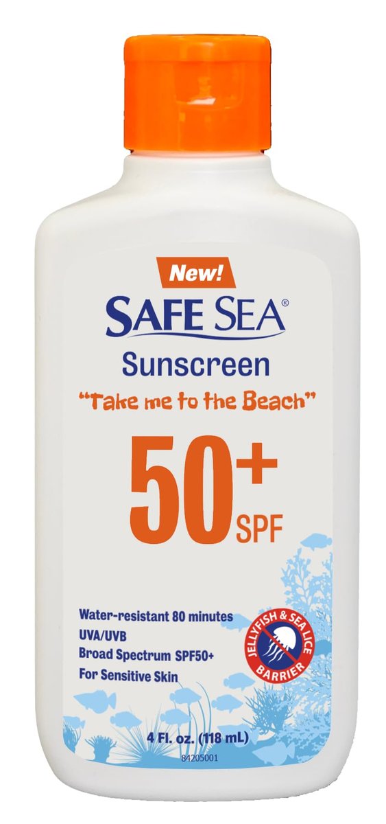 Safe Sea SPF 50+ Jellyfish Sting-Blocking Sunscreen Lotion, Waterproof & Biodegradable, 4oz – Body & Face Protection Avelisse