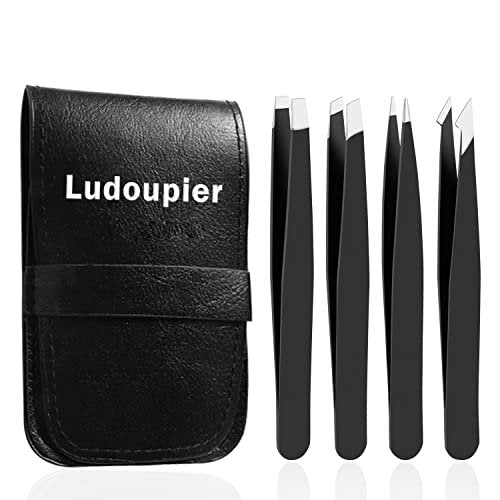 LUDOUPIER Precision Tweezers Set – 4+1 Piece Professional Stainless Steel Tweezers with Travel Case for Eyebrow, Facial & Ingrown Hair Removal – Anti-Rust, Multi-Purpose for Women & Men - görsel 2
