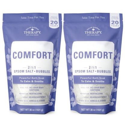 Village Naturals Therapy Comfort Foaming Bath Soak - Blueberry Citrus Scent, 36 oz (Pack of 2) - Relaxing Bubble Bath for Adults Avelisse