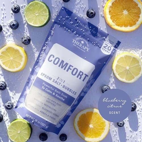Village Naturals Therapy Comfort Foaming Bath Soak - Blueberry Citrus Scent, 36 oz (Pack of 2) - Relaxing Bubble Bath for Adults Avelisse