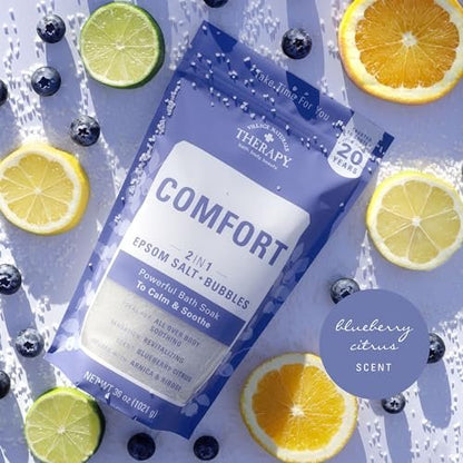 Village Naturals Therapy Comfort Foaming Bath Soak - Blueberry Citrus Scent, 36 oz (Pack of 2) - Relaxing Bubble Bath for Adults Avelisse