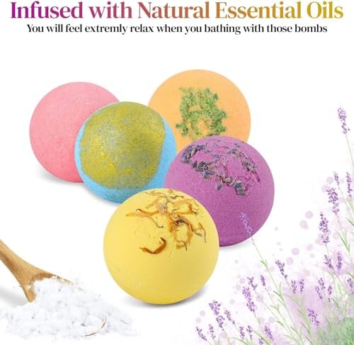 BOENFU Bath Bombs Gift Set - 12 Large Natural Essential Oil Bath Bombs for Dry Skin Moisturizing, Handmade Birthday Gifts for Her/Him, Wife, Girlfriend Avelisse