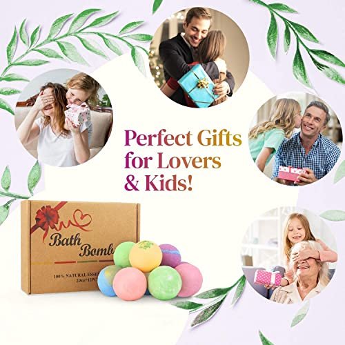 BOENFU Bath Bombs Gift Set - 12 Large Natural Essential Oil Bath Bombs for Dry Skin Moisturizing, Handmade Birthday Gifts for Her/Him, Wife, Girlfriend Avelisse
