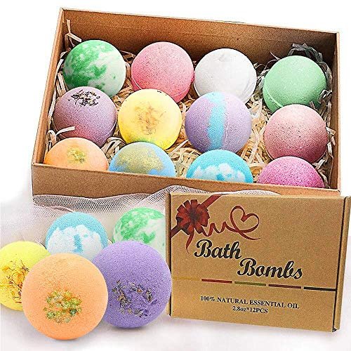 BOENFU Bath Bombs Gift Set - 12 Large Natural Essential Oil Bath Bombs for Dry Skin Moisturizing, Handmade Birthday Gifts for Her/Him, Wife, Girlfriend Avelisse
