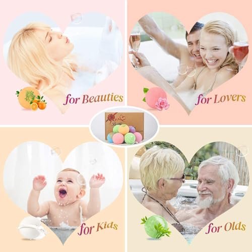 BOENFU Bath Bombs Gift Set - 12 Large Natural Essential Oil Bath Bombs for Dry Skin Moisturizing, Handmade Birthday Gifts for Her/Him, Wife, Girlfriend Avelisse