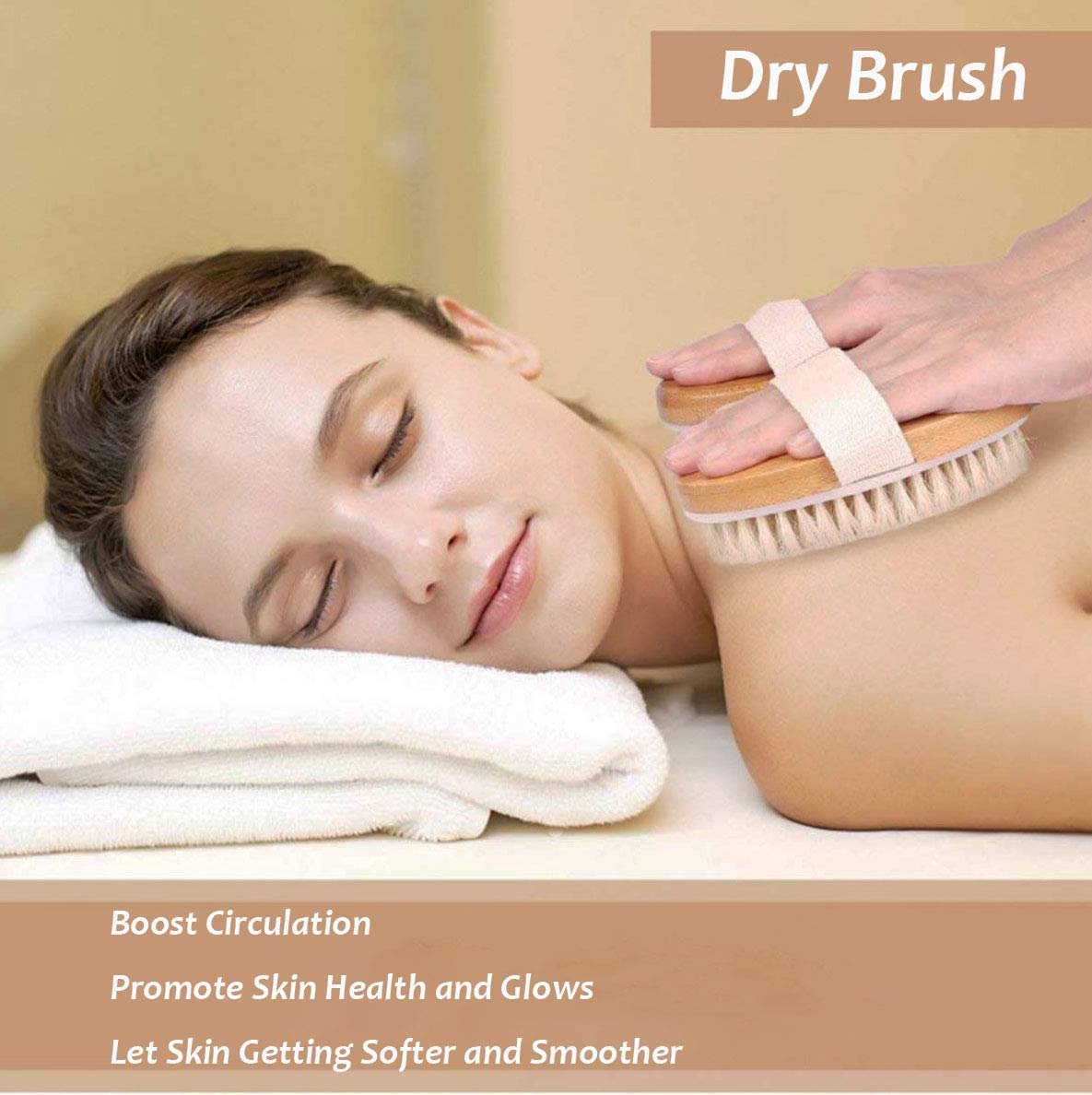 TEMEAYE Dry Brushing Body Brush Set – Wooden Handle with Medium Strength Natural Bristles for Gentle Exfoliation, Lymphatic Drainage & Softer Skin (2 Piece Set) Avelisse