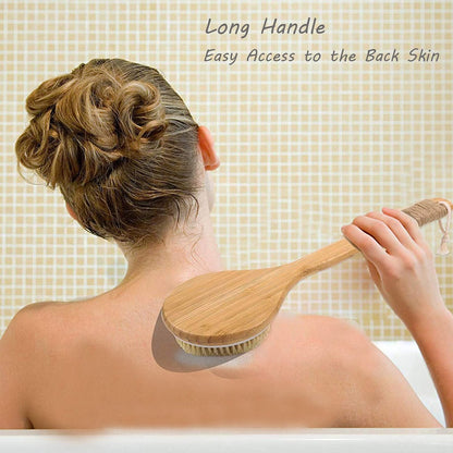 TEMEAYE Dry Brushing Body Brush Set – Wooden Handle with Medium Strength Natural Bristles for Gentle Exfoliation, Lymphatic Drainage & Softer Skin (2 Piece Set) Avelisse