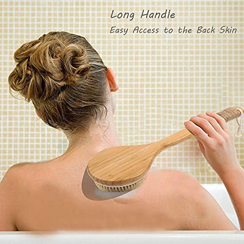 TEMEAYE Dry Brushing Body Brush Set – Wooden Handle with Medium Strength Natural Bristles for Gentle Exfoliation, Lymphatic Drainage & Softer Skin (2 Piece Set) Avelisse