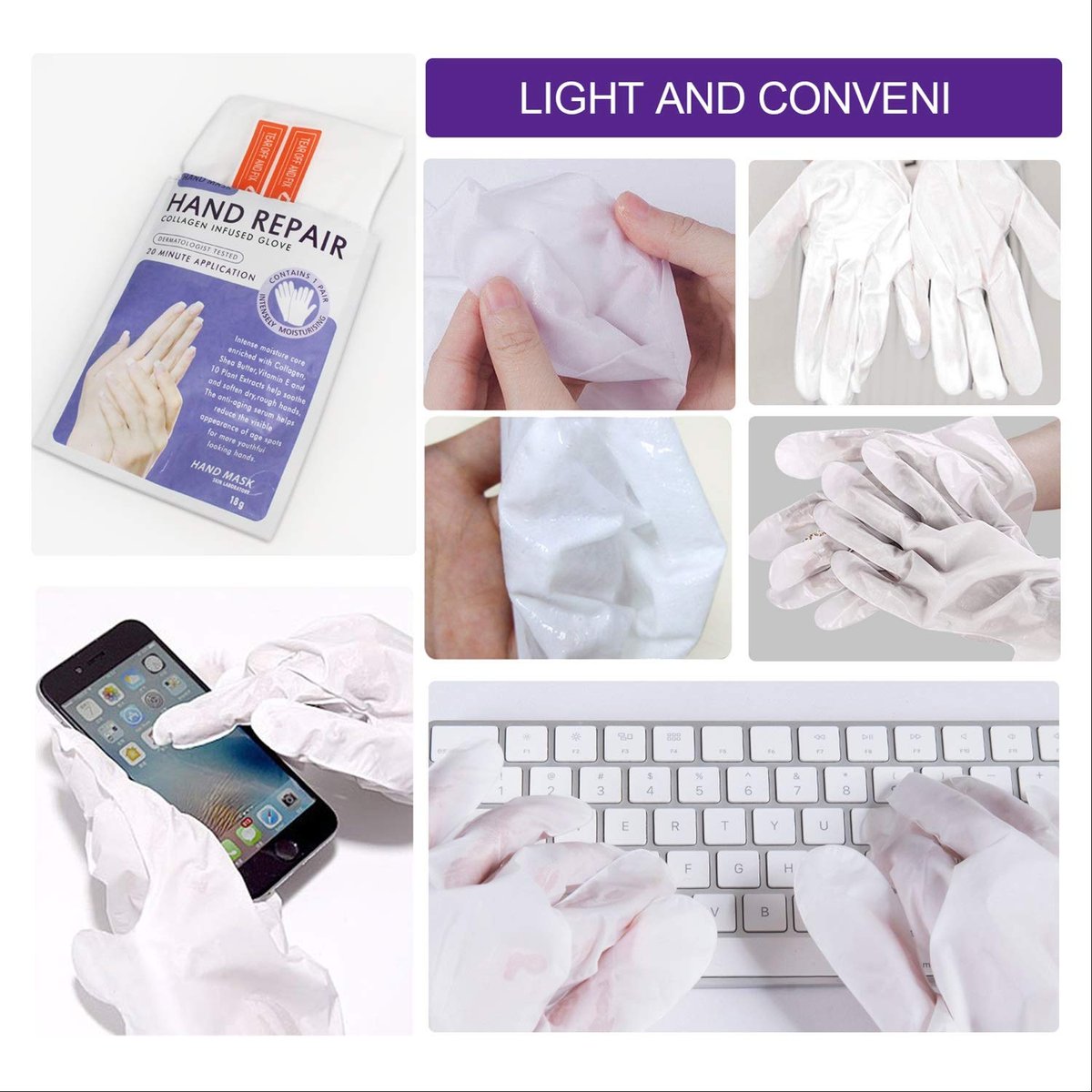 5 Pairs Hands Moisturizing Gloves – Hand Skin Repair Renew Mask with Collagen, Vitamins & Natural Plant Extracts for Dry, Aging, Cracked Hands - görsel 7
