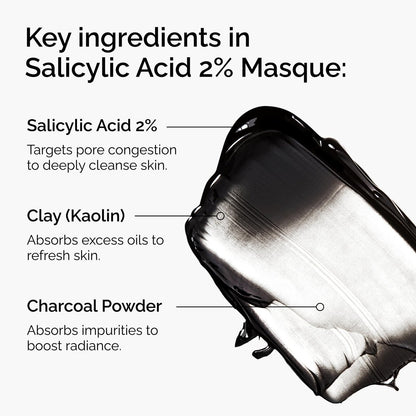 The Ordinary Salicylic Acid 2% Masque - Clarifying Charcoal & Clay Mask for Blemish-Prone Skin, 1.7 Fl Oz