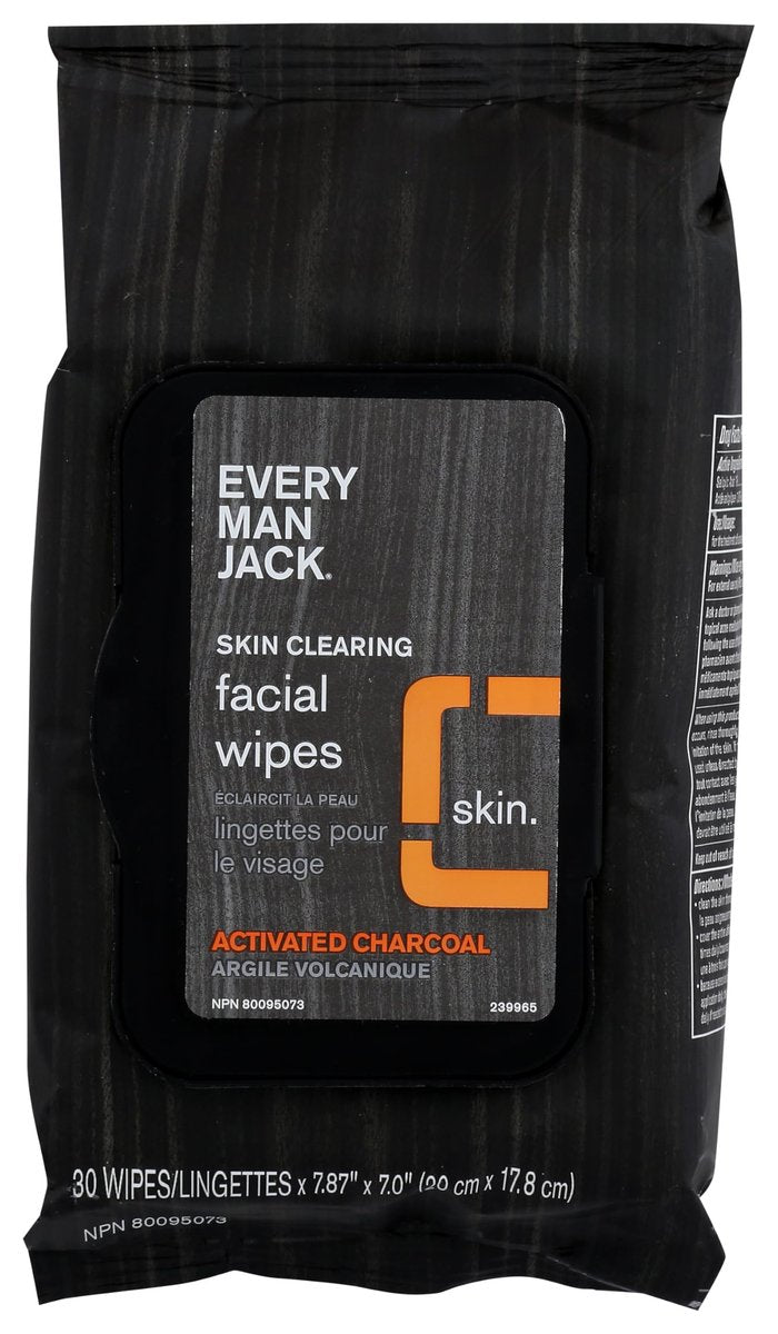 Every Man Jack Facial Oil Defense Wipes with Volcanic Clay - 30 Count - görsel 1