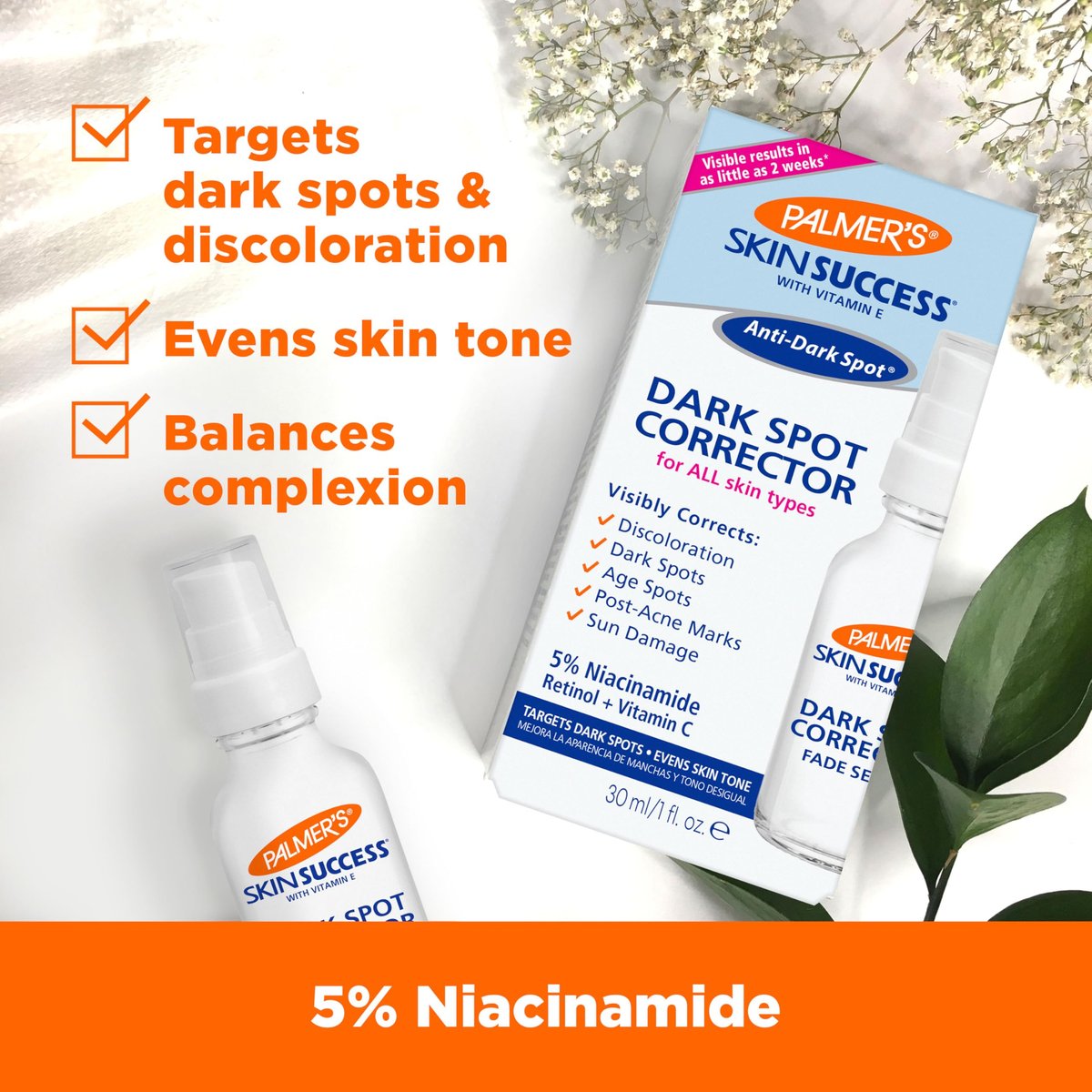 Palmer's Skin Success Dark Spot Corrector Fade Serum with Vitamin E and Niacinamide, Helps Reduce Dark Spots and Discoloration, Facial Serum for Uneven Skintone, 1 Ounce - görsel 5