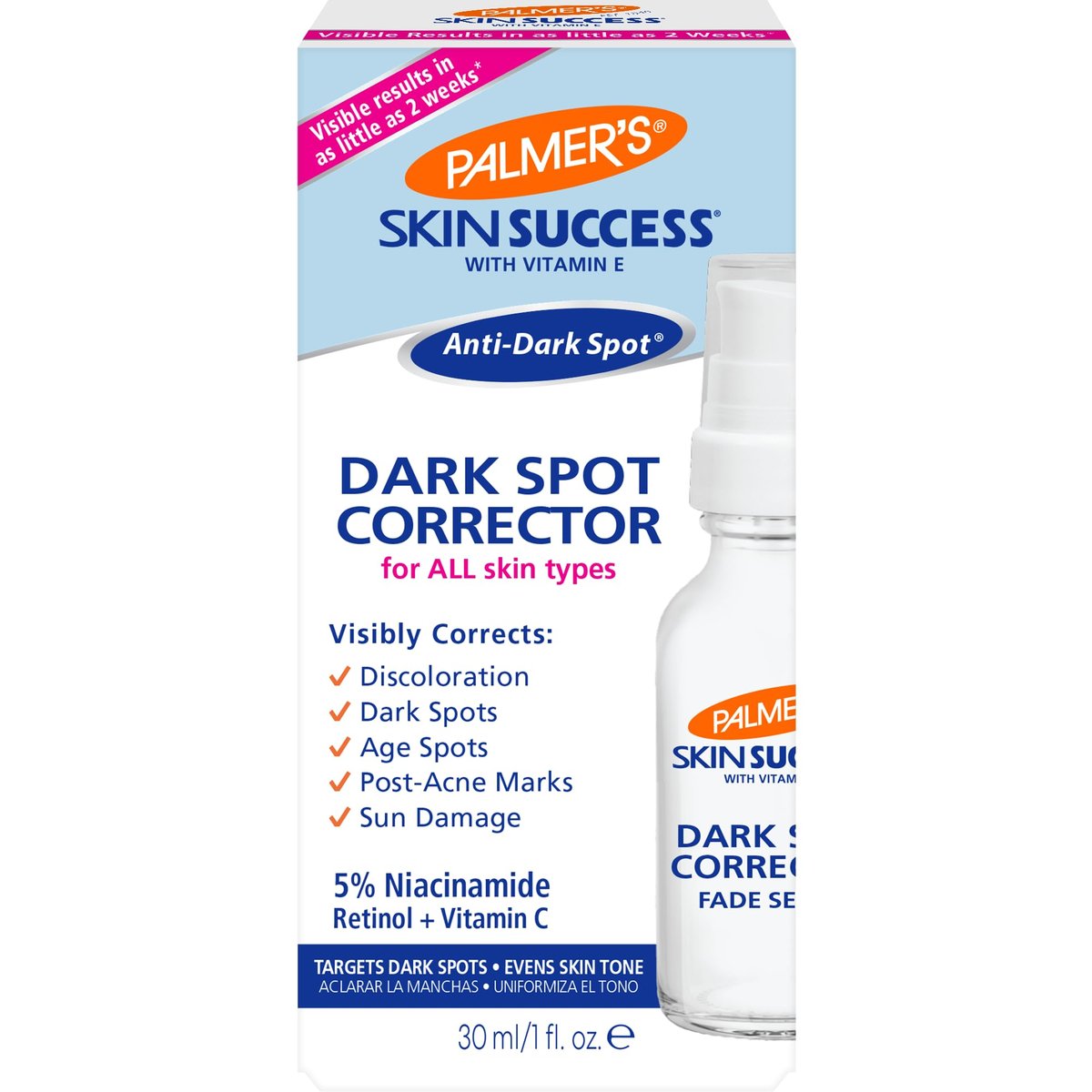 Palmer's Skin Success Dark Spot Corrector Fade Serum with Vitamin E and Niacinamide, Helps Reduce Dark Spots and Discoloration, Facial Serum for Uneven Skintone, 1 Ounce - görsel 1