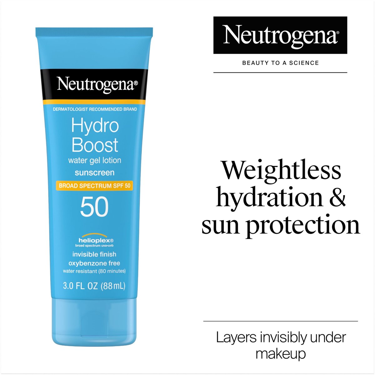 Neutrogena Hydro Boost Water Gel Sunscreen SPF 50, Oil-Free Hydrating & Water-Resistant Face & Body Sunscreen Lotion, Non-Greasy, Broad Spectrum, Lightweight Moisturizer, 3 fl oz - görsel 4