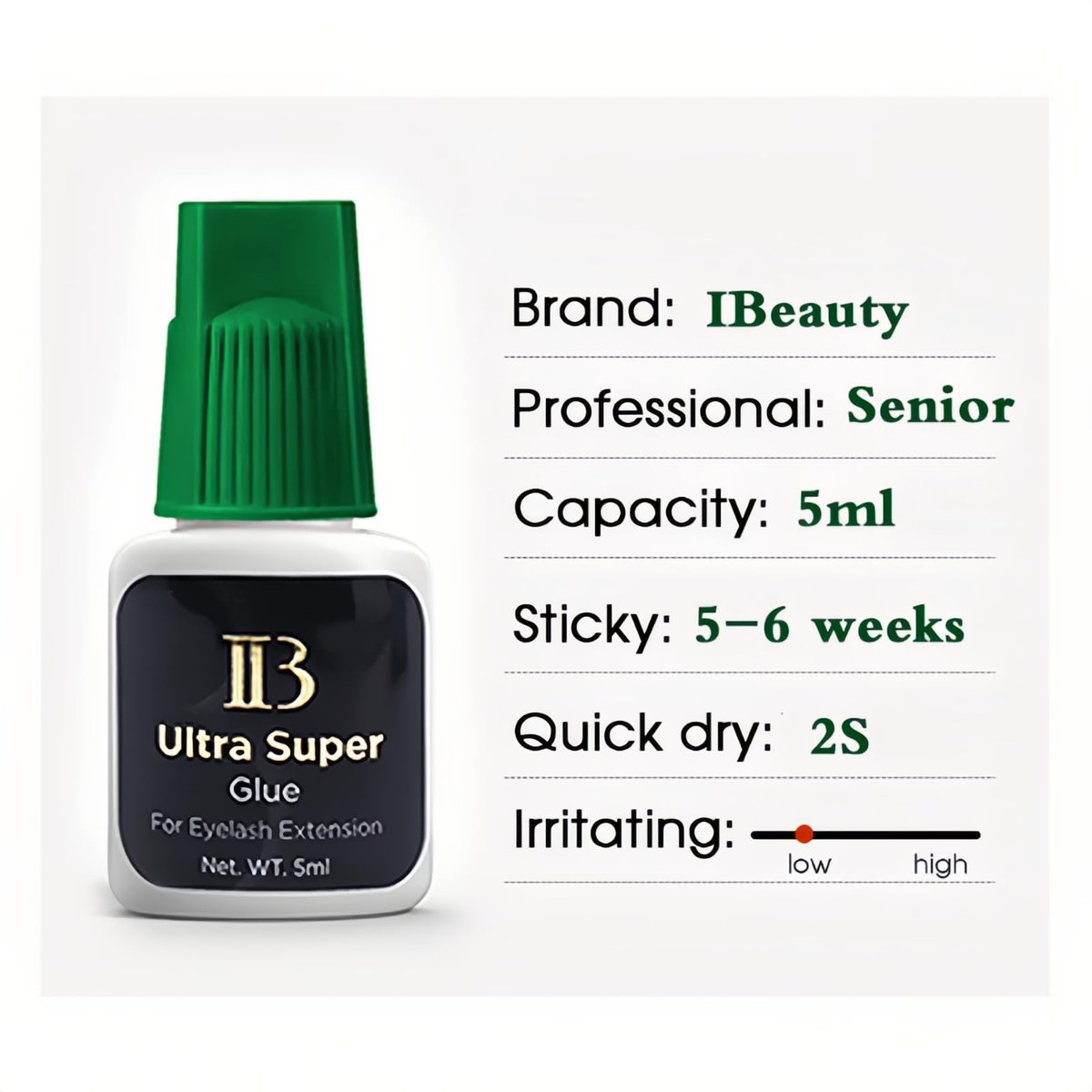 Lava Lash 1 PCS Eyelash Extensions Ibeauty Ultra Super Glue 5ml, Semi-Permanent Eyelash Extension Glue, 1-2 Sec Drying Time, Keep 5-6 Weeks Avelisse