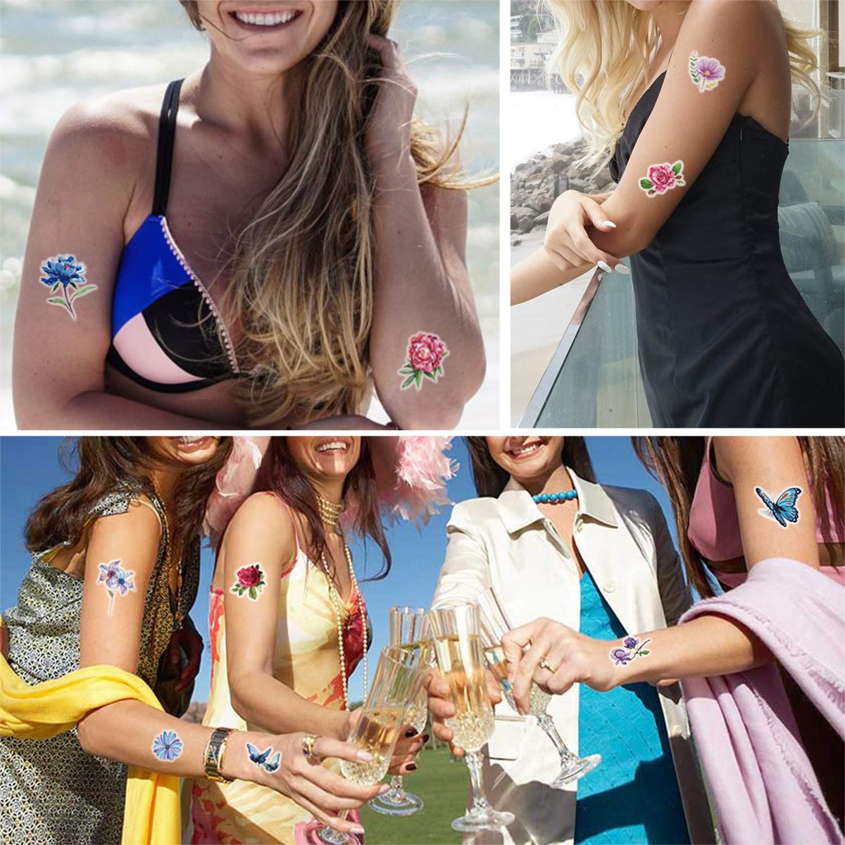 Konsait 50 Sheets Flower Temporary Tattoos for Women, Teens, Girls – Waterproof Body Art Stickers with Butterflies, Lotus, Cherry Blossoms, and More - görsel 9