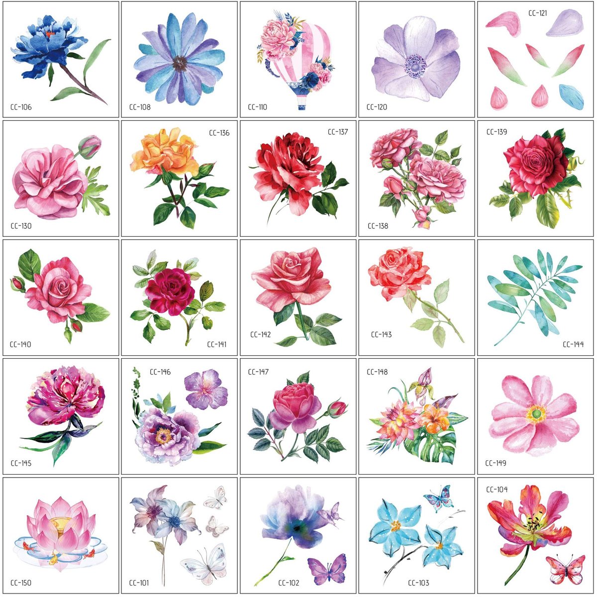 Konsait 50 Sheets Flower Temporary Tattoos for Women, Teens, Girls – Waterproof Body Art Stickers with Butterflies, Lotus, Cherry Blossoms, and More - görsel 7