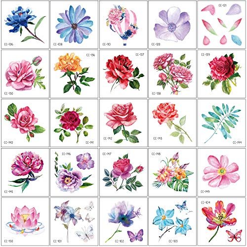 Konsait 50 Sheets Flower Temporary Tattoos for Women, Teens, Girls – Waterproof Body Art Stickers with Butterflies, Lotus, Cherry Blossoms, and More - görsel 8