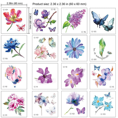 Konsait 50 Sheets Flower Temporary Tattoos for Women, Teens, Girls – Waterproof Body Art Stickers with Butterflies, Lotus, Cherry Blossoms, and More