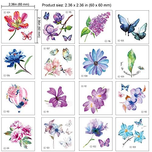 Konsait 50 Sheets Flower Temporary Tattoos for Women, Teens, Girls – Waterproof Body Art Stickers with Butterflies, Lotus, Cherry Blossoms, and More - görsel 4