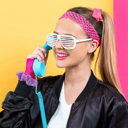 24 Pcs Neon Scrunchies for Hair - 80s Neon Hair Accessories for Women, Solid Color Ponytail Scrunchy Bands Avelisse