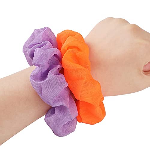24 Pcs Neon Scrunchies for Hair - 80s Neon Hair Accessories for Women, Solid Color Ponytail Scrunchy Bands Avelisse