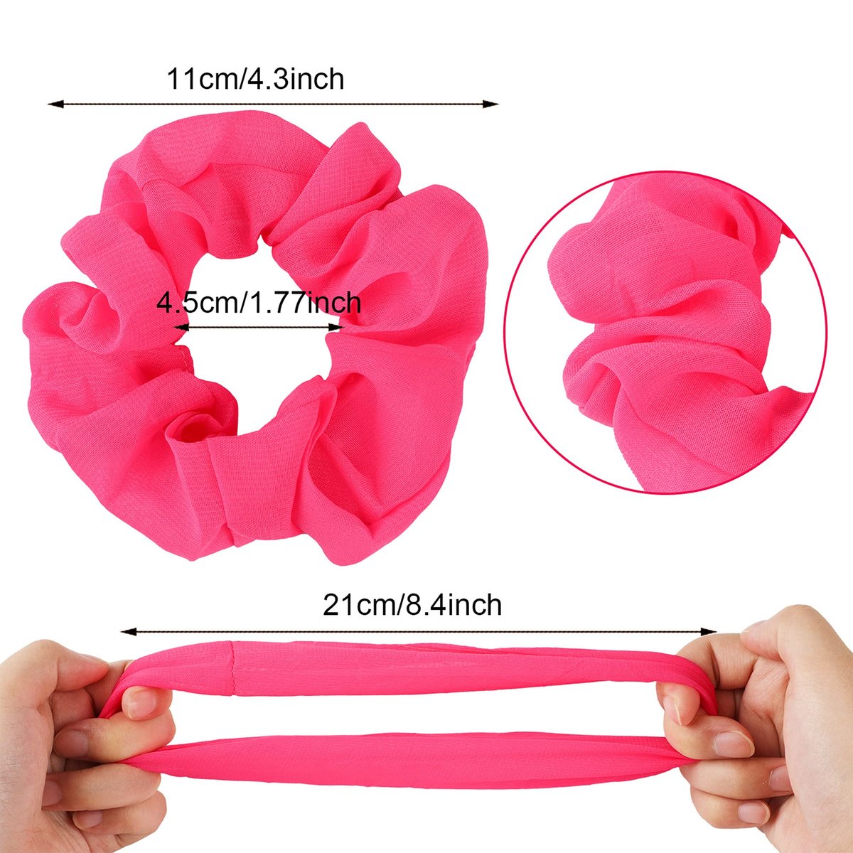 24 Pcs Neon Scrunchies for Hair - 80s Neon Hair Accessories for Women, Solid Color Ponytail Scrunchy Bands Avelisse