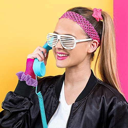 24 Pcs Neon Scrunchies for Hair - 80s Neon Hair Accessories for Women, Solid Color Ponytail Scrunchy Bands Avelisse